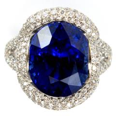 18K Gold Mauboussin Paris Unheated 12 Carat Burma Sapphire Diamond Ring