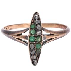 Antique Art Nouveau Emerald Diamond Marquise Ring 11
