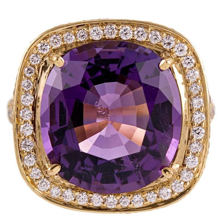 8.03 Carat Amethyst Diamond Ring For Sale at 1stdibs