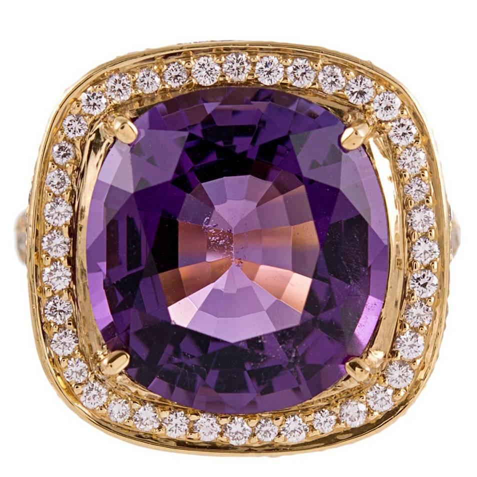 8.03 Carat Amethyst  Diamond Ring