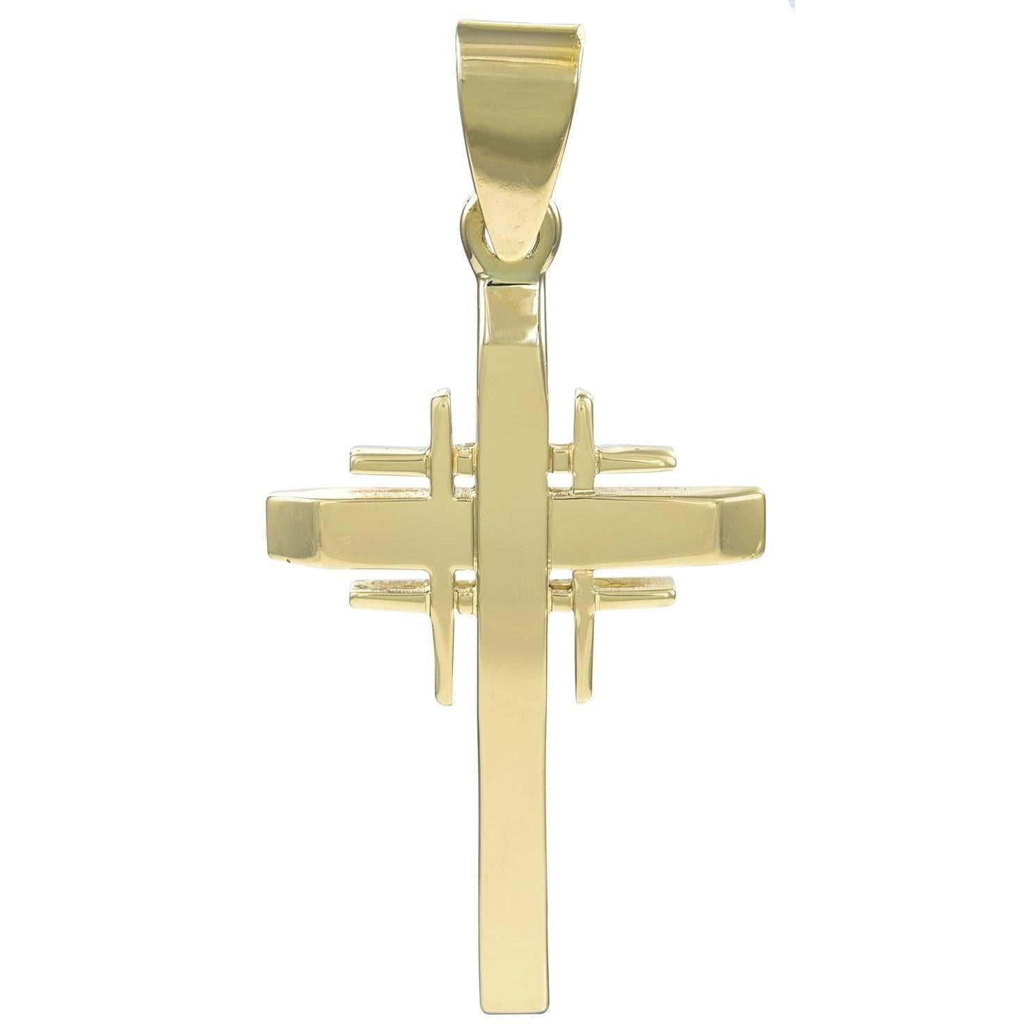 Large Dramatic Moderne Gold Cross For Sale