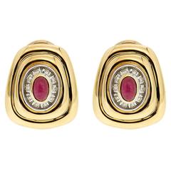 Oval Ruby and Diamond Earrings 6