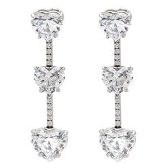 Exceptional GIA Heart Shaped Diamond Drop Earrings