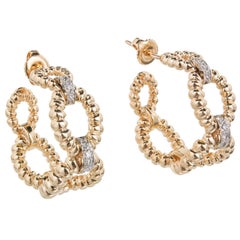 Dan Frere Diamond Gold Rope Hoop Earrings