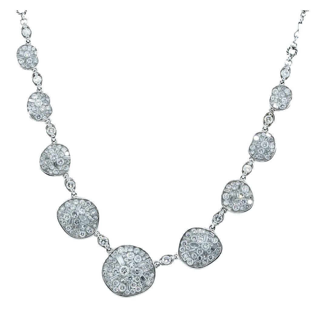 Pleve 18k White Gold 5 Carat Diamond Bubble Necklace