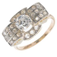 Victorian Diamond Gold Silver Bow Engagement Ring 4