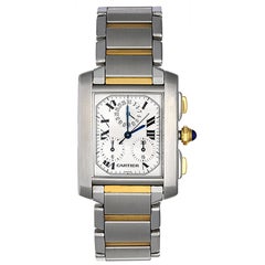 Cartier Yellow Gold Stainless Steel Tank Francaise Chronograph Quartz Wristwatch