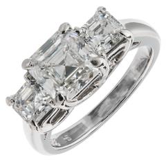 Hammerman Brothers Asscher Cut Diamond 3 Stone Platinum Engagement Ring