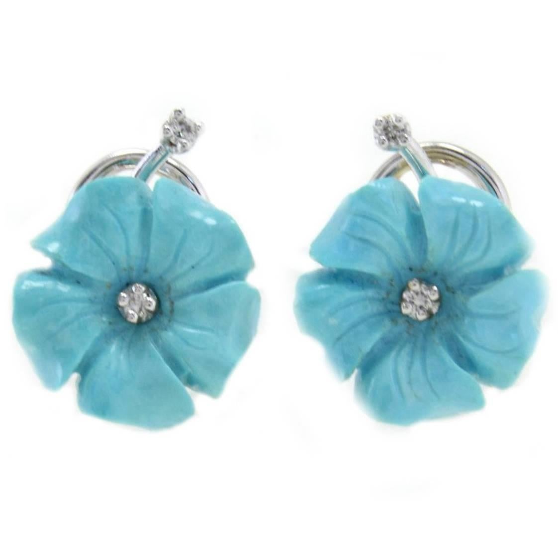  Daisy Turquoise Diamond Earrings