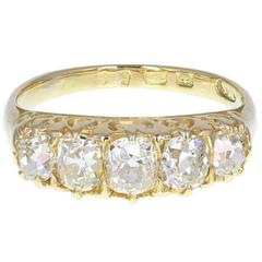 Antique Victorian Cushion Cut Diamond Five Stone Gold Ring
