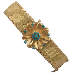 1960s Italian Turquoise and Yellow Gold Bracelet 9