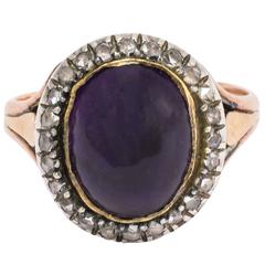 Antique Georgian Cabochon Amethyst Diamond Ring