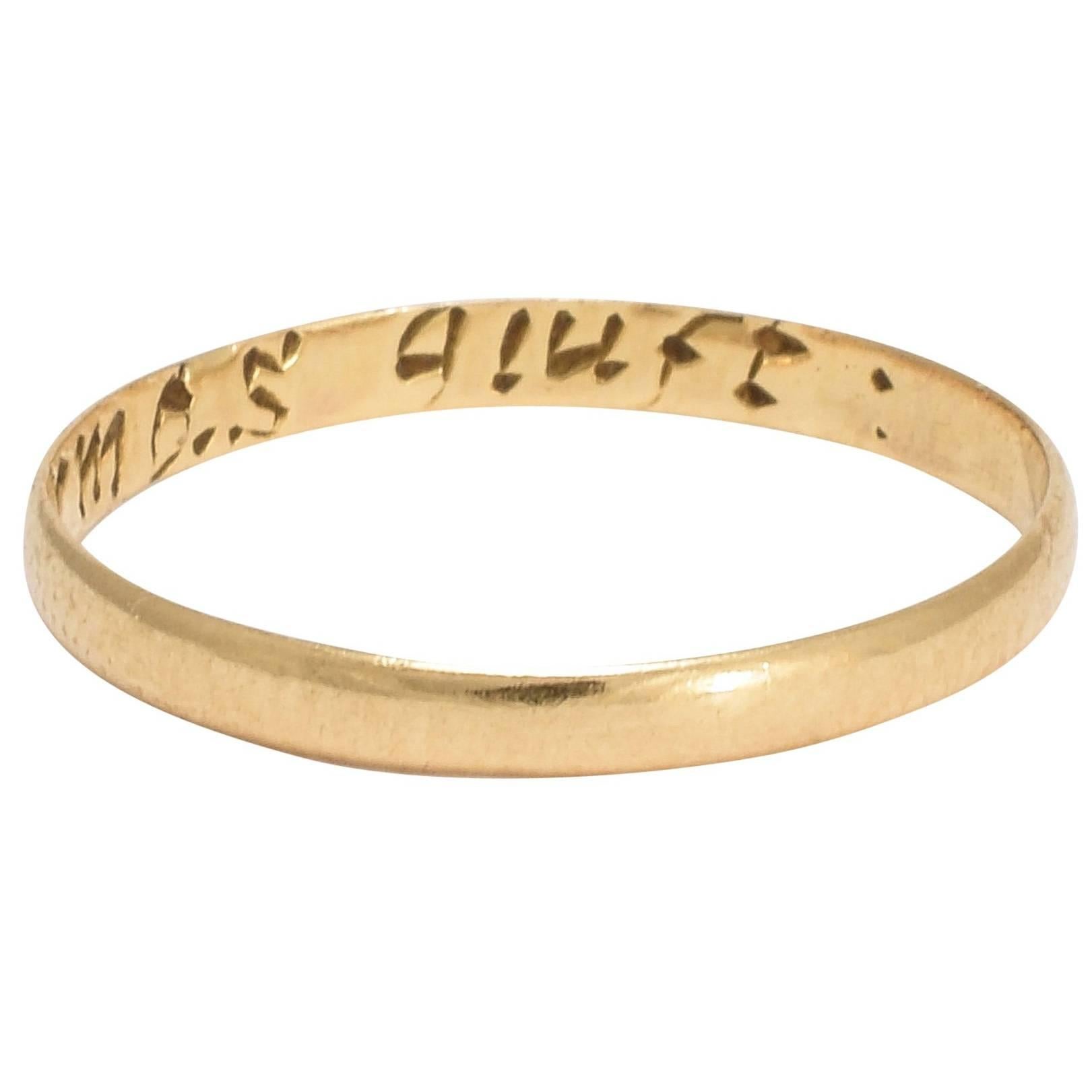 Antique Georgian "A True Friend's Gift" Gold Posy Ring