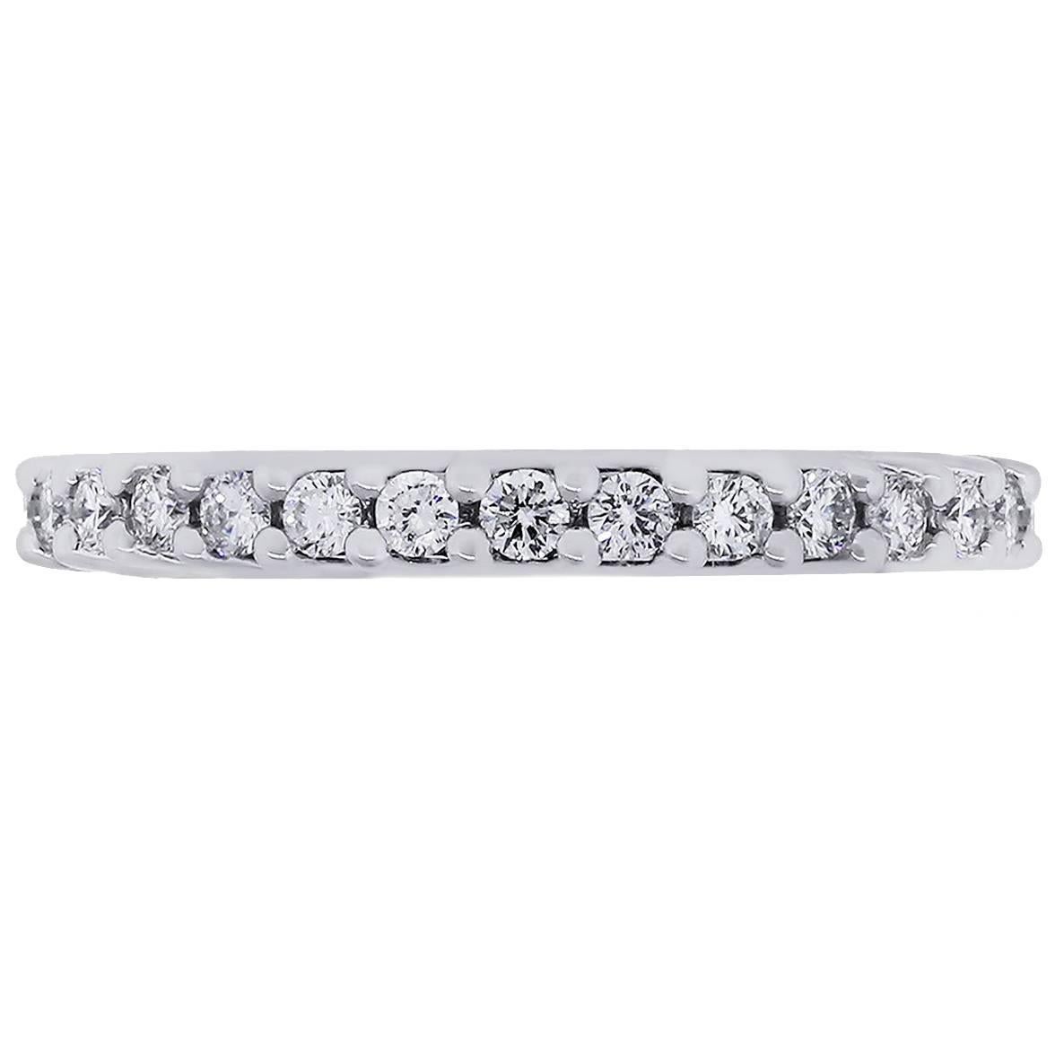 Alliance d'éternité souple en or blanc et diamants en vente