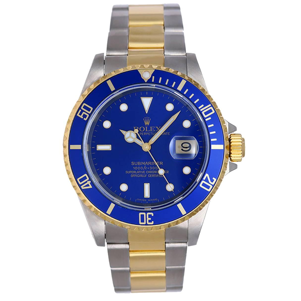 Rolex Yellow Gold Stainless steel Blue dial Submariner Automatic Wristwatch