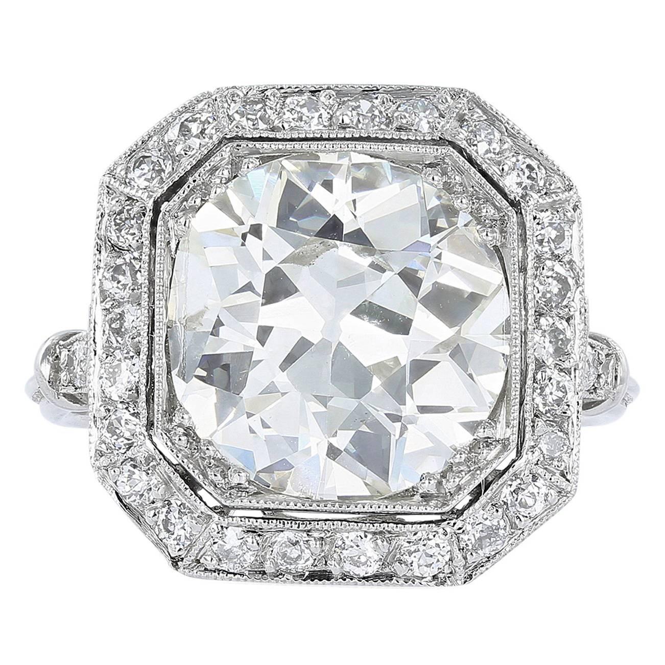 3.82 Carat Cushion Cut Diamond Engagement Ring