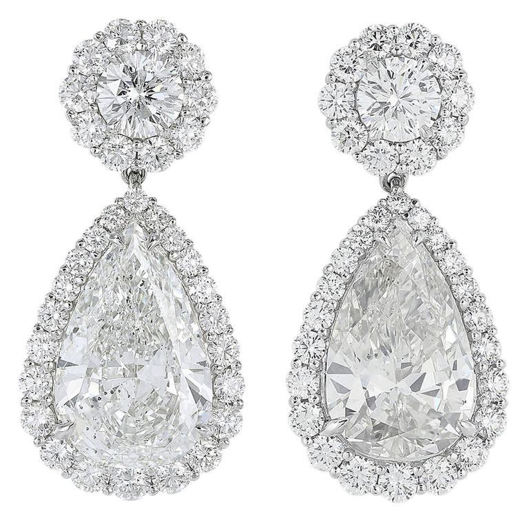 GIA Certified Pear Shape Diamond Drop Earrings For Sale