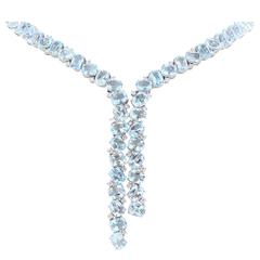 Blue Topaz Diamond Sautoir Necklace 10
