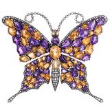 Magnifique broche papillon en améthyste, citrine et diamants