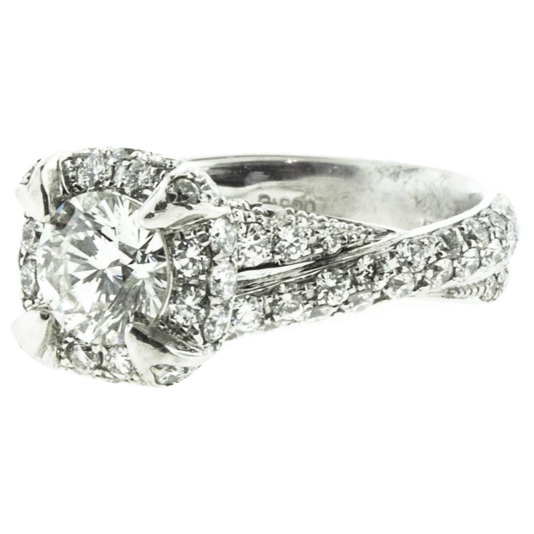 Danuta 1 Carat GIA Certified Diamond Platinum Engagement Ring   