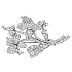 Diamond platinum Lily Flower Brooch