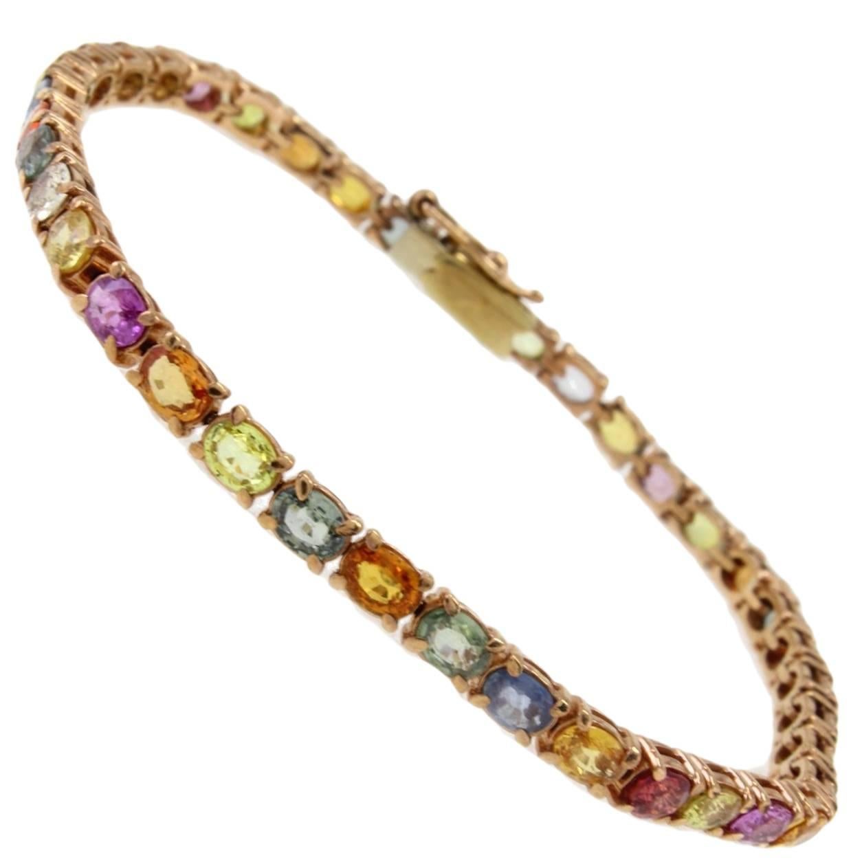 Luise Multicolor Sapphires Rose Gold Bracelet