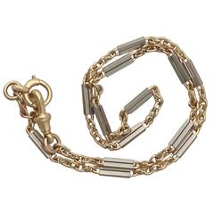 1920s Antique Yellow Gold and Platinum Watch Chain / Bracelet 