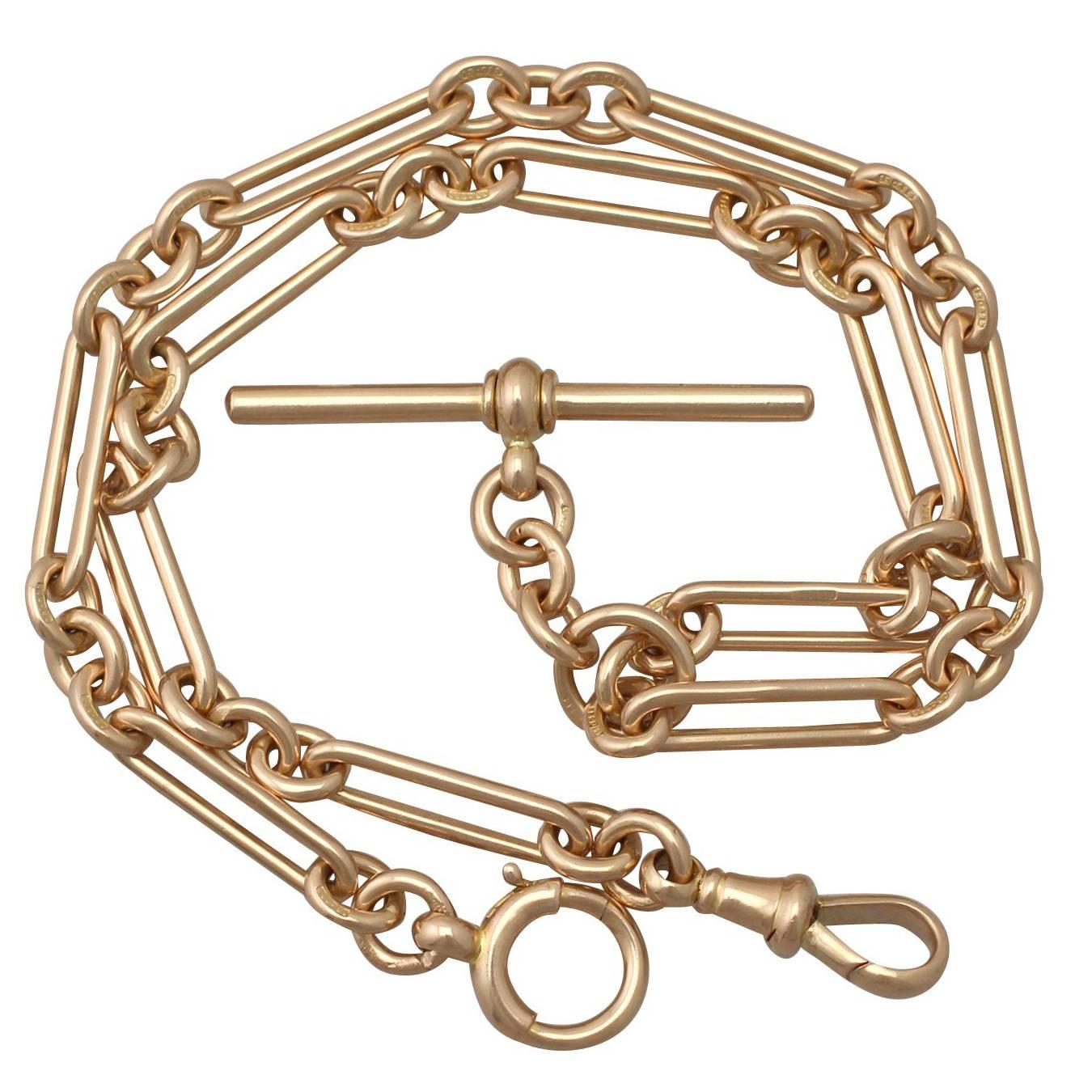1900s Antique Yellow Gold Double Albert Watch Chain / Necklace