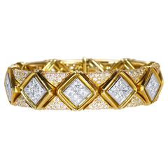 Vintage Bulgari Diamond Gold Platinum Bracelet