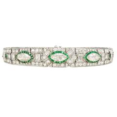 Art Deco Diamond  Emerald Bracelet