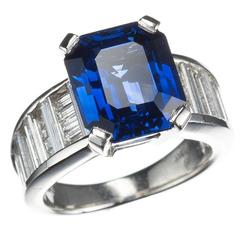 Sapphire and Diamond Platinum Ring 4