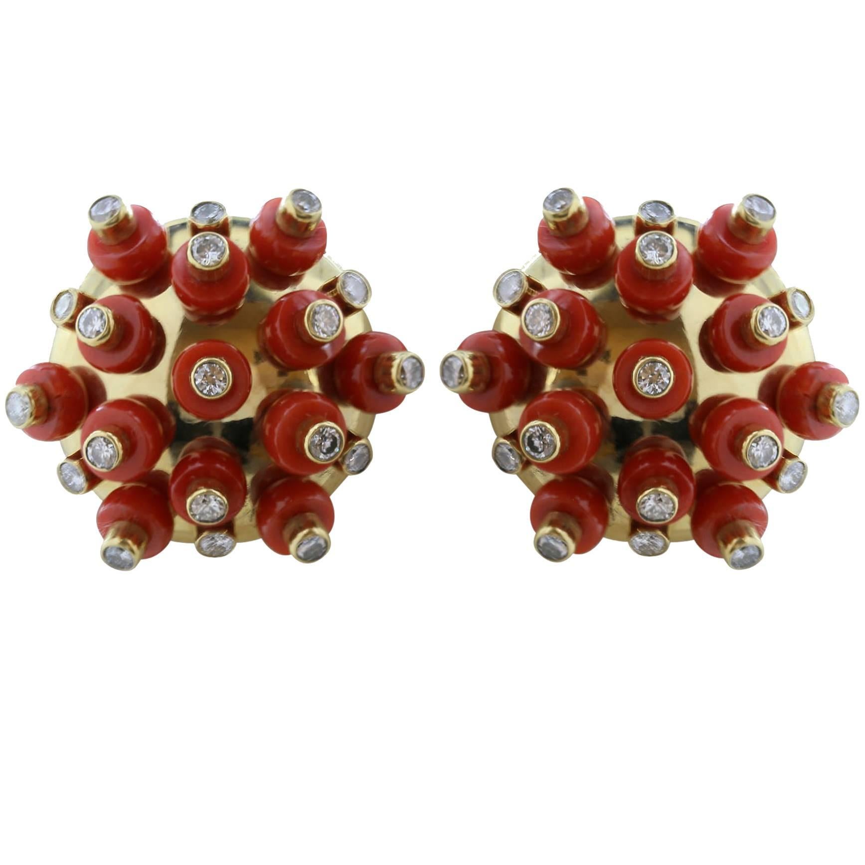 Aletto Brothers Coral Diamond Earrings For Sale