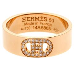 Hermes H d'Ancre Diamond Rose Gold Ring 5