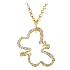 Robert Lee Morris Diamond Gold Butterfly Pendant Necklace