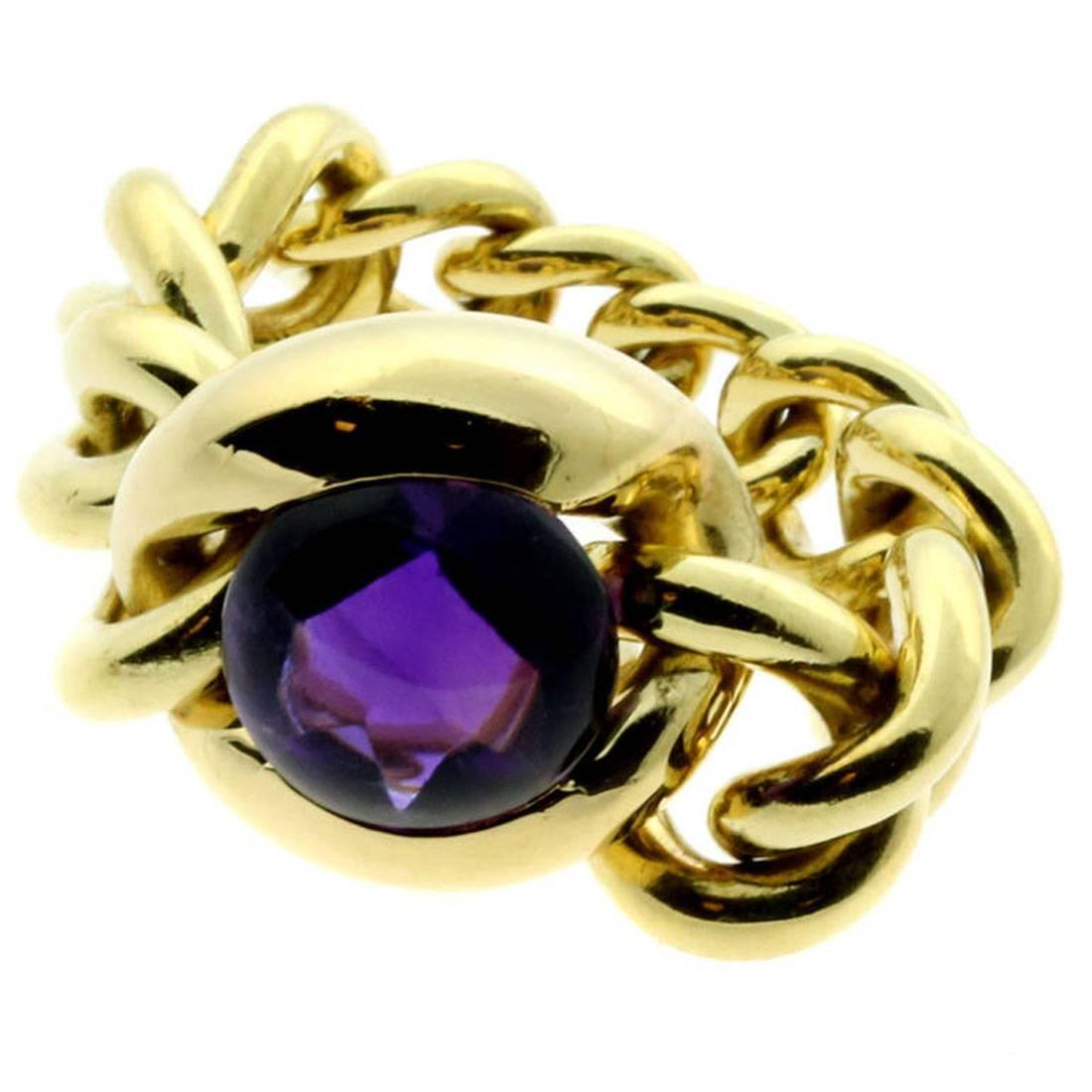 Chanel Cabochon Amethyst Gold Ring