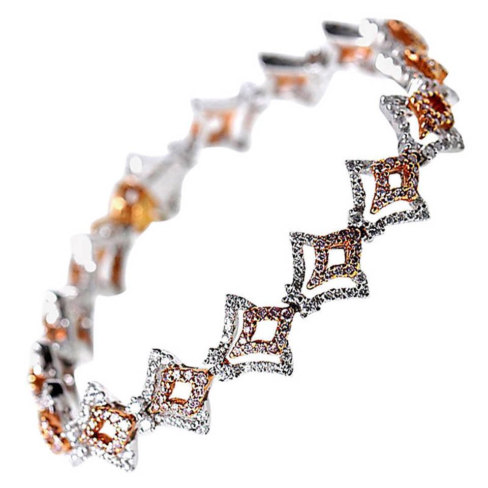 Gregg Ruth Diamond Two Color Gold V-Shaped Bracelet