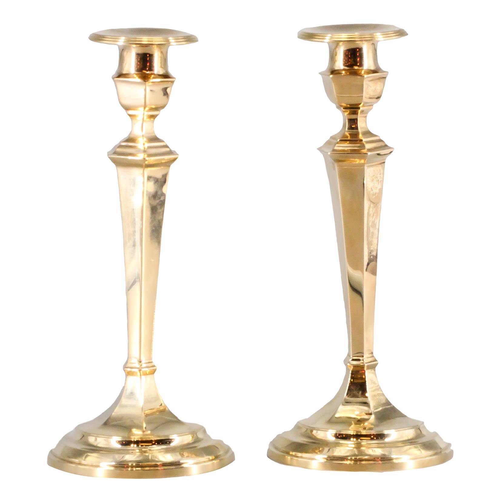 Gorham Retro Pair of Gold Candlesticks