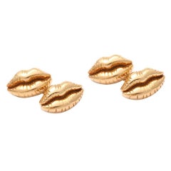 Michael Kanners Gold Lip Cufflinks