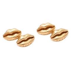 Michael Kanners Gold Lip Cufflinks 8