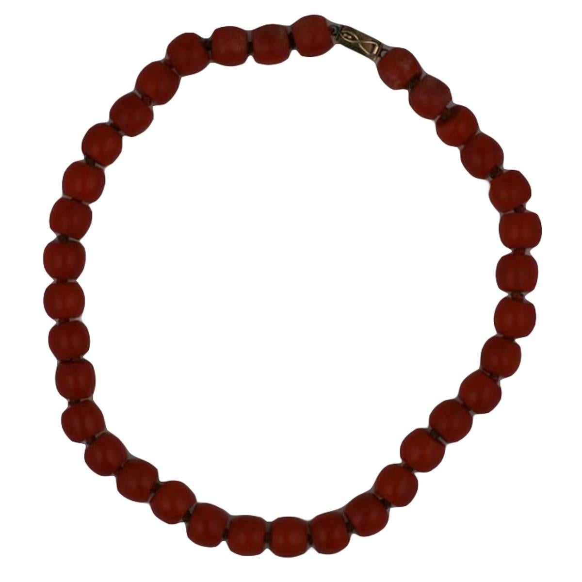 Antique Coral Barrel Beads