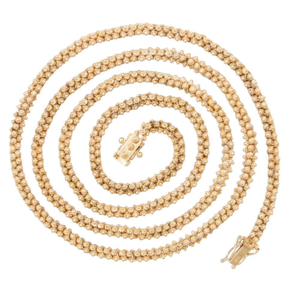 Long Granulated Gold Necklace