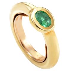 Chaumet Emerald Gold Solitaire Ring