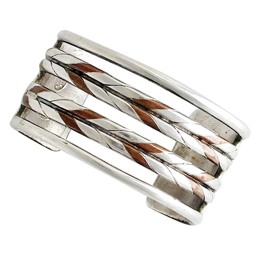 William Spratling Copper Sterling Silver Cuff Bracelet For Sale