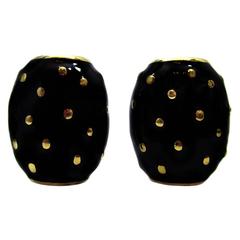 1980s David Webb Enamel Gold Ear Clips 1