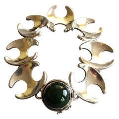 Georg Jensen Bracelet with Jadeite Cabochon, No. 130