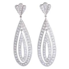 Long Diamond Gold Dangling Drop Earrings 6