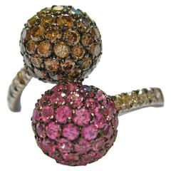 Jona Pink Sapphire Diamond Gold Twin Ring 12