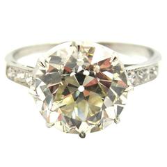 Edwardian 3.30 Carat Old European Cut Diamond Platinum Engagement Ring