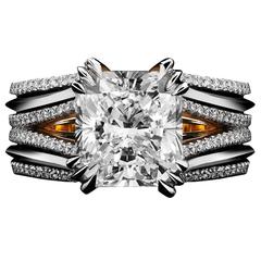 Alexandra Mor Double-Shank Floating Radiant-Cut Diamond Gold Platinum Ring 12