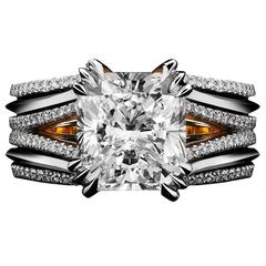 Alexandra Mor Double-Shank Floating Radiant-Cut Diamond Gold Platinum Ring